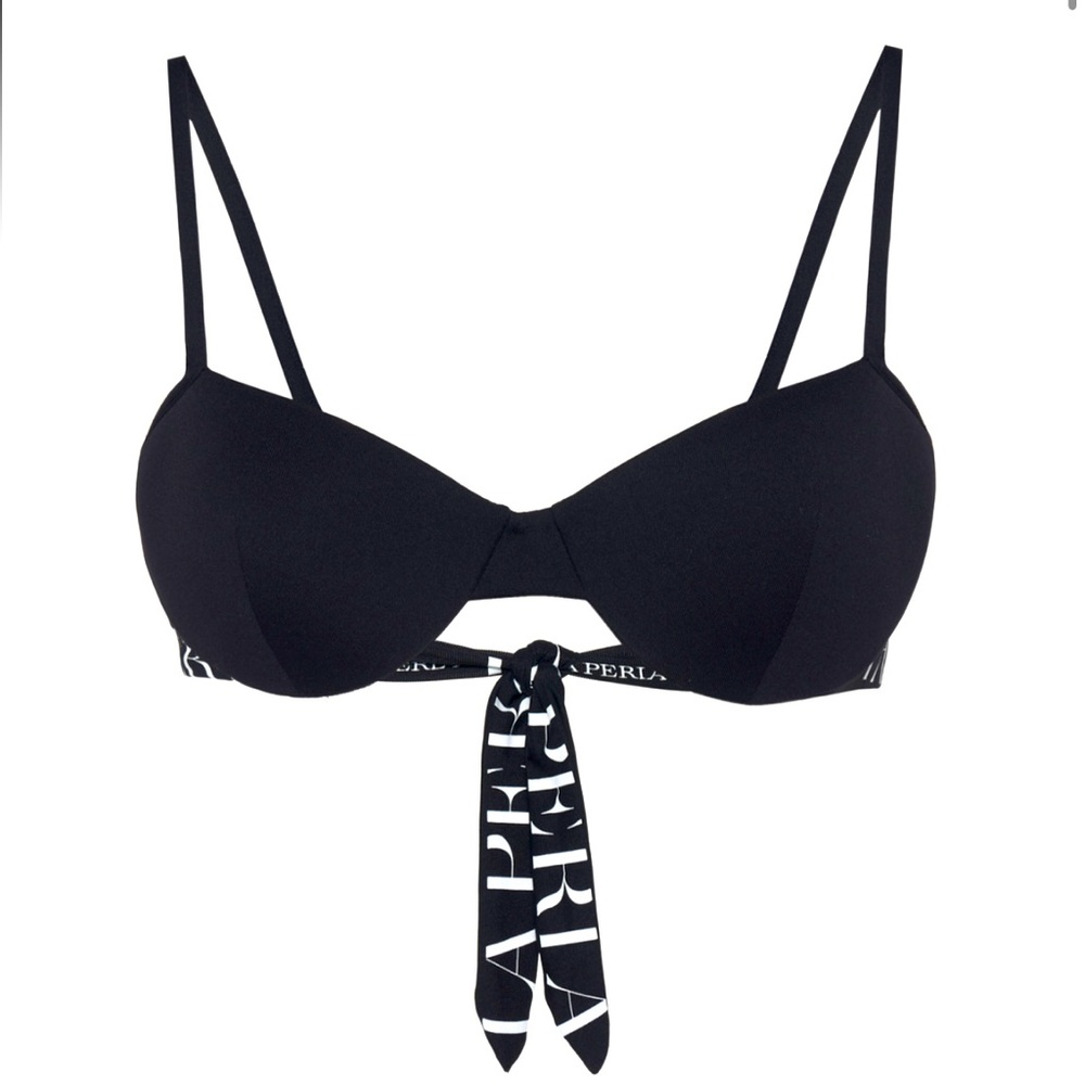 LA PERLA Balconette Bikini Top only in Black with logo NWT